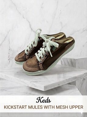 Keds Kickstart Mule Brown Mesh & Canvas Sneakers Size 7 Like New!